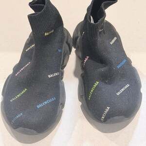 Balenciaga Speed 2.0 LT Allover Logo Knit Sock Sneakers Black Multicolor